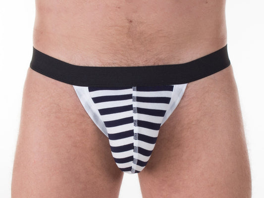 Debriefed Underwear - Navy Blue Stripe Jock