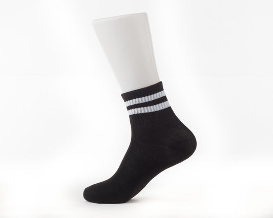 Men's Accessories - Single Pair of Striped Black Outdoor Gym & Sports Socks
