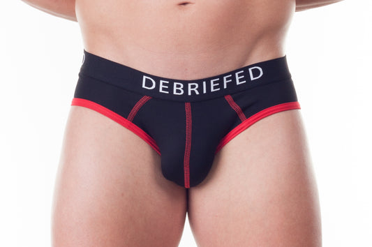 Debriefed Super Power Collection Obsidian Brief – Black with Red Trim