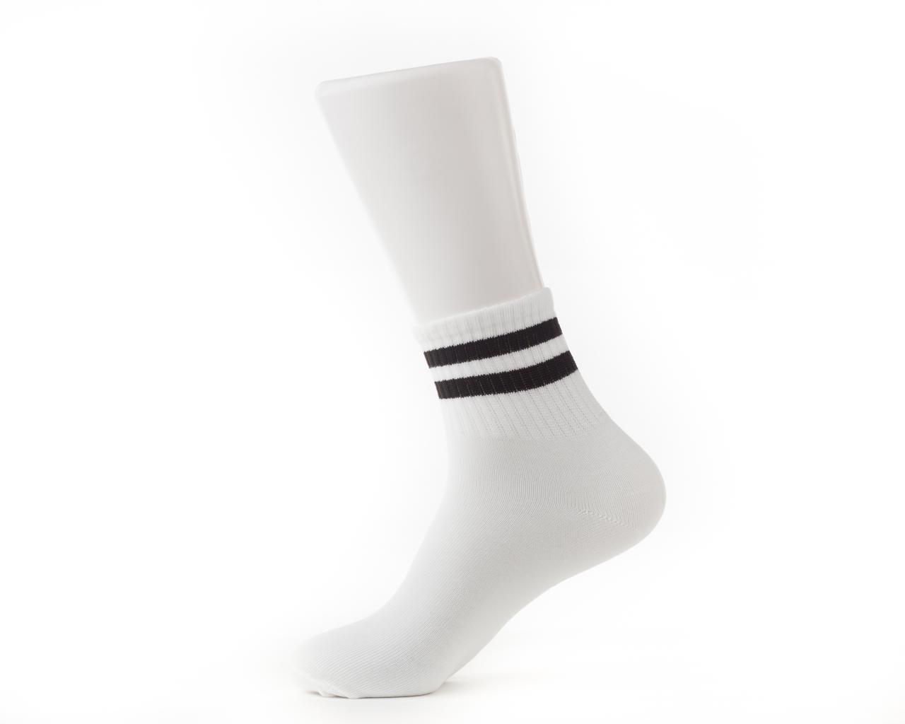 Men's Accessories - Single Pair of Striped White Outdoor Gym & Sports Socks