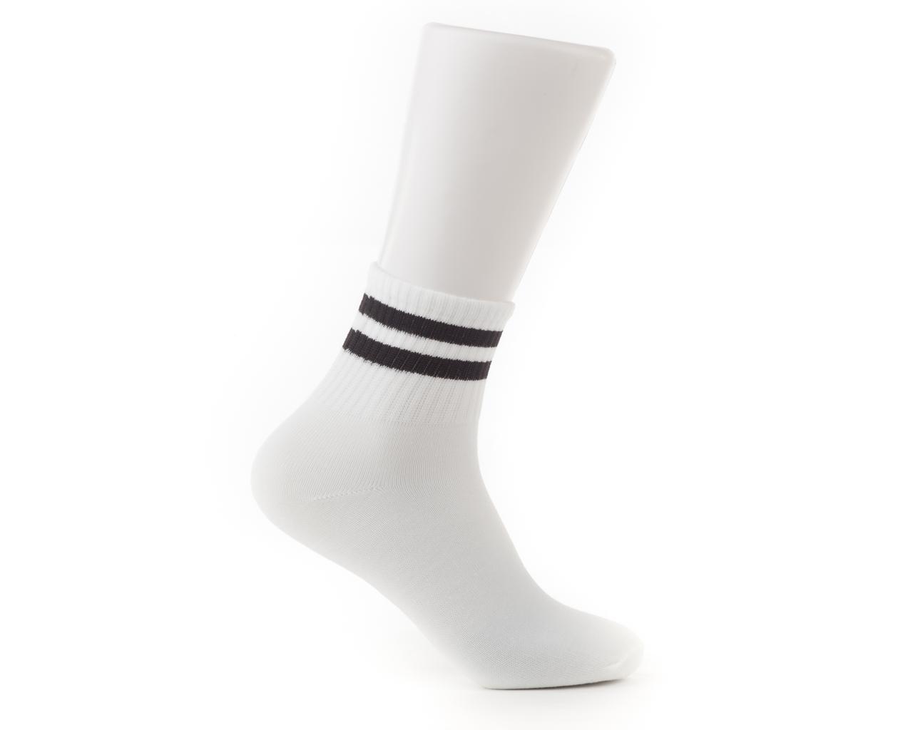 Men's Accessories - Single Pair of Striped White Outdoor Gym & Sports Socks